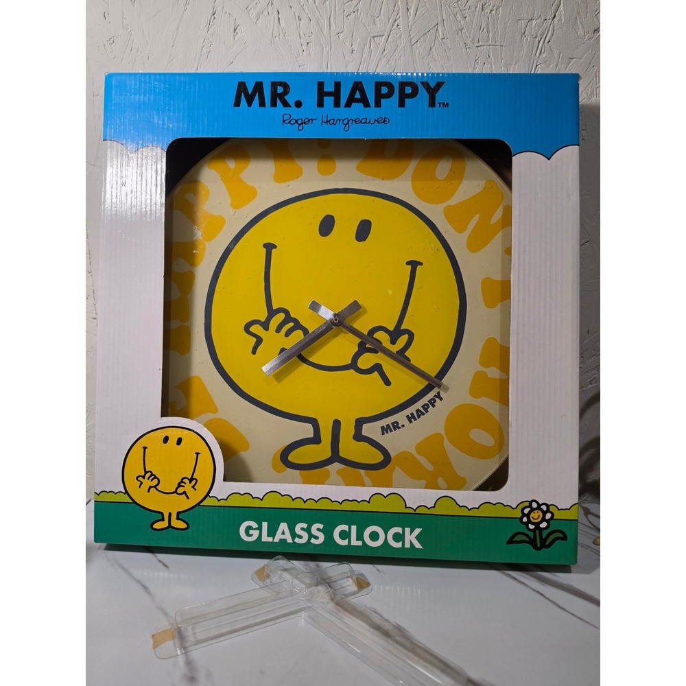 Mr Happy Glass Clock 2010 New in Box